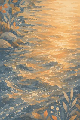 Golden Dawn Reflections on Flowing River