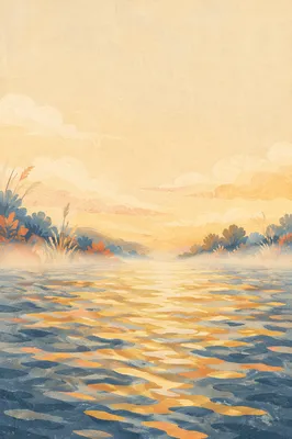Golden Dawn River Reflection Background