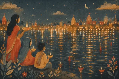 Golden Reflections on Night Water