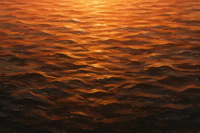 Golden Reflections on Rippling Water Surface
