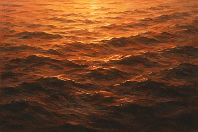 Golden Reflections on Flowing Water Surface
