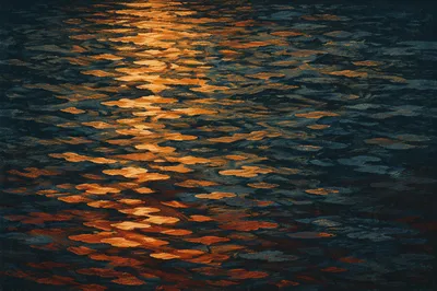 Golden Light on Flowing Water Surface