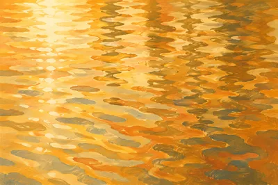 Golden Reflections on Flowing Water Background