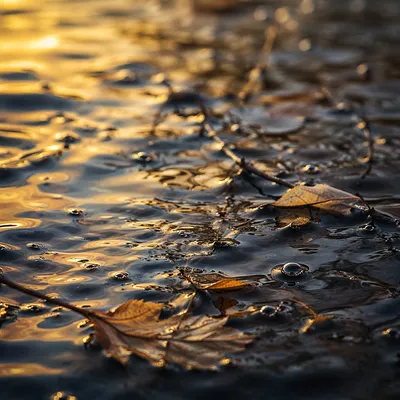 Golden Hour Flowing Water Reflections