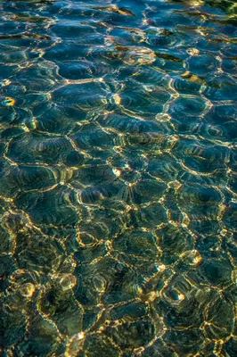 Golden Reflections on Flowing Turquoise Water