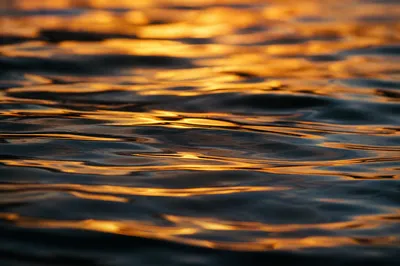 Golden Reflections on Flowing Dusk Water