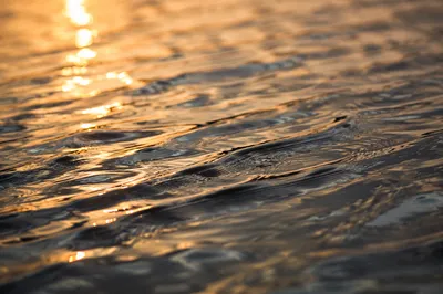Golden Hour Flowing Water Reflection Background
