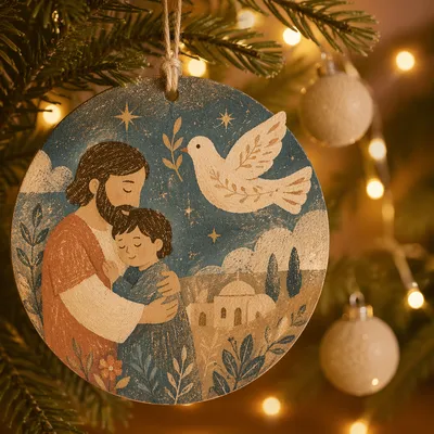 Wood Dove Ornament with Peaceful Holiday Glow