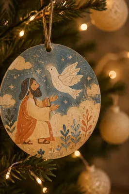 Wood Dove Ornament with Peaceful Holiday Glow