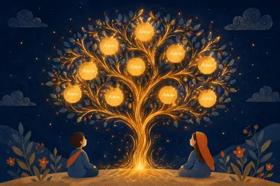 Glowing Fruit of the Spirit Tree Background