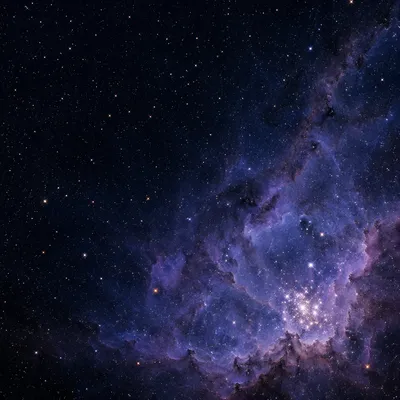 Dark Galaxy Field with Blue Nebula