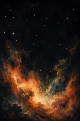 Orange Nebula in Dark Star Field