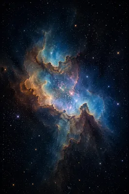 Teal Nebula in Starry Deep Space