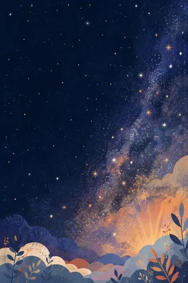 Violet Nebula Over Dark Galaxy Stars
