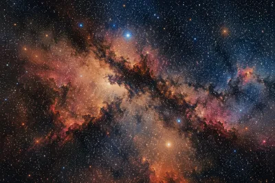 Dark Nebula Across Starry Deep Space