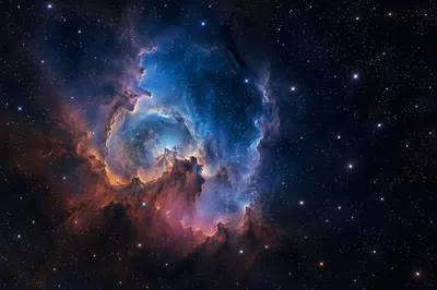 Teal Nebula in Dark Starry Galaxy