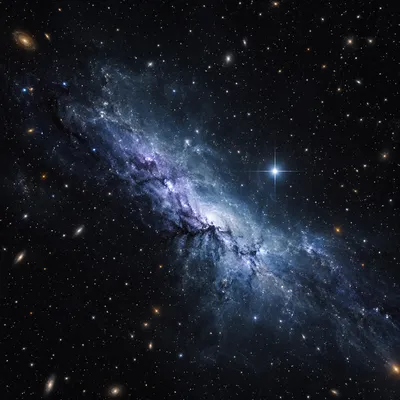 Blue Nebula Over Dark Starfield