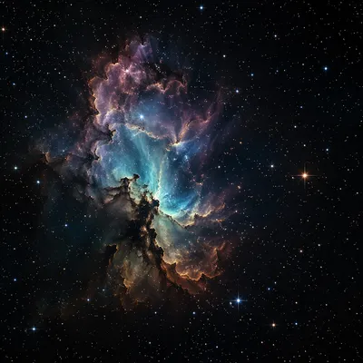 Deep Space Nebula With Starlit Darkness