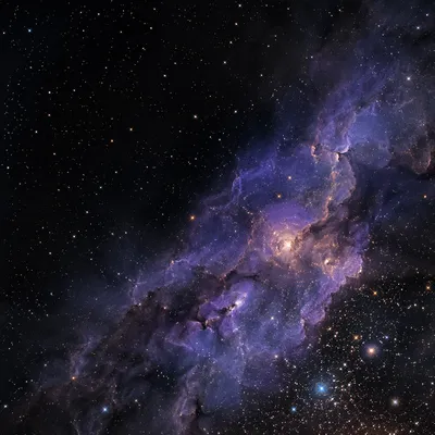 Dark Galaxy Field with Blue Nebula