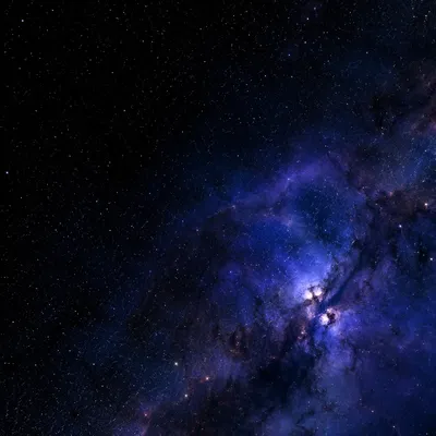 Dark Galaxy Field with Blue Nebula