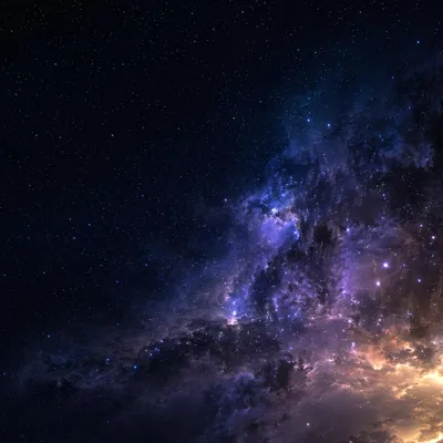 Violet Nebula Over Dark Galaxy Field