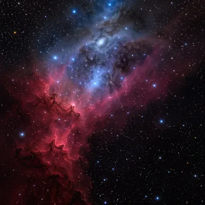 Crimson Nebula Over Dark Starfield