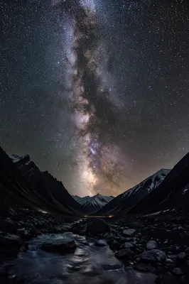 Milky Way Over Dark Alpine Valley