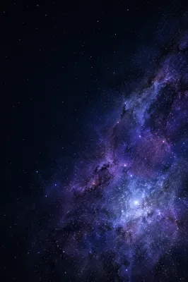 Dark Galaxy Field with Blue Nebula