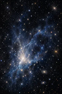 Photorealistic Galaxy Cluster in Dark Nebula Space