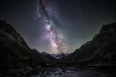Milky Way Over Dark Alpine Valley