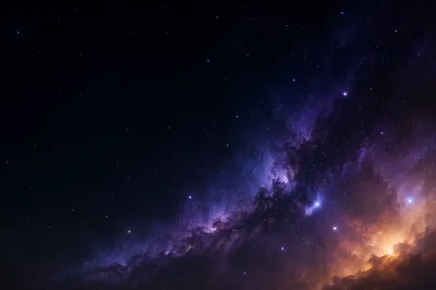 Violet Blue Nebula in Dark Starfield