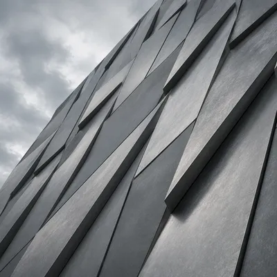Minimalist Geometric Metal Facade Background