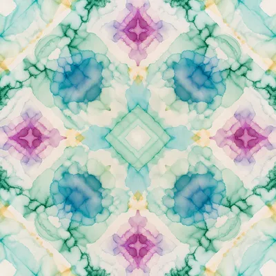 Minimalist Aqua Geometric Folk Pattern