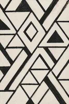Minimalist Black Geometric Pattern on Ivory Paper