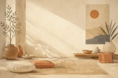 Minimalist Geometric Meditation Room Background