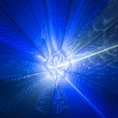 Cobalt Geometric Light Installation Background