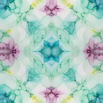 Minimalist Aqua Geometric Alcohol Ink Pattern
