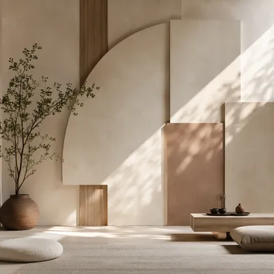 Modern Geometric Meditation Room Background