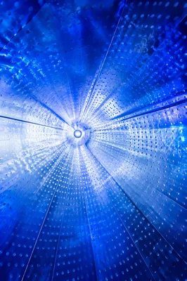 Blue Geometric Light Installation Background