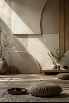 Minimalist Geometric Meditation Room Background