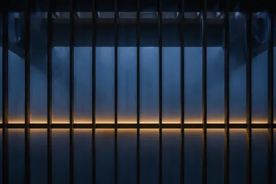 Minimalist Geometric Slats with Amber Light