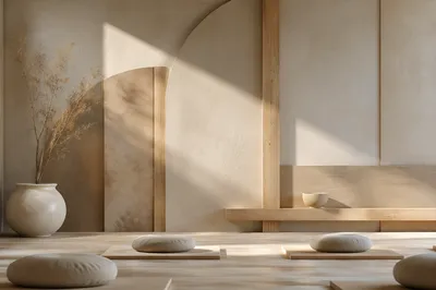 Minimalist Geometric Plaster Meditation Room Background