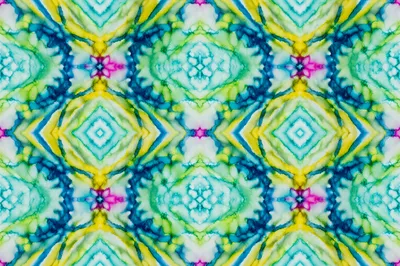 Aqua Kaleidoscope Geometric Watercolor Background