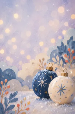 Elegant Winter Glitter Baubles Background