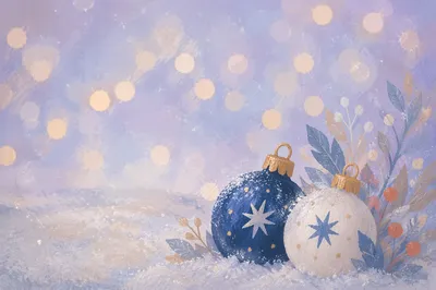 Elegant Winter Glitter Baubles Background