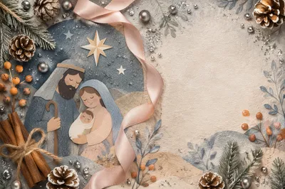 Festive Glitter Winter Flat Lay Background