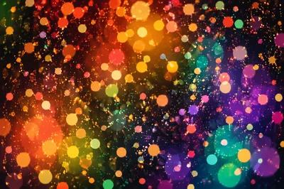 Festive Glitter Bokeh Lights on Black