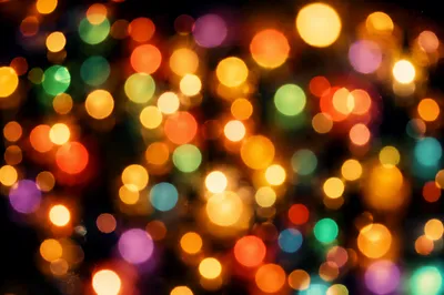 Festive Multicolored Bokeh Lights on Black