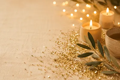 Golden Glitter Candlelight Celebration Background