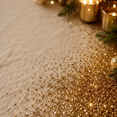 Golden Glitter on Warm Cream Linen